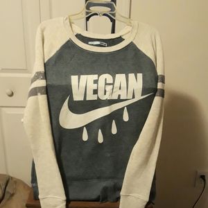 Custom VEGAN print womens jersey shirt. Sz medium
